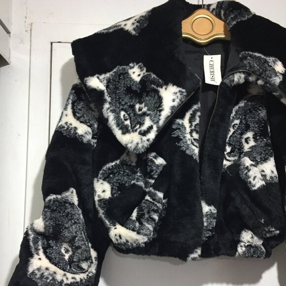 CHERISH BRAND NEW FAUX FUR ANIMAL PRINT JACKETS SIZE 42 - Picture 2 of 11